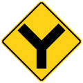 Y-intersection road sign (MUTCD W2-5)