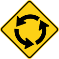 Roundabout road sign (MUTCD W2-6)