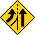 Added left lane road sign (MUTCD W4-3L)