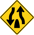 Divided highway ends road sign (MUTCD W6-2)