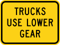 Trucks use lower gear road sign (MUTCD W7-2bP)