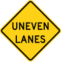 Uneven lanes road sign (MUTCD W8-11)