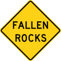 Fallen rocks road sign (MUTCD W8-14)