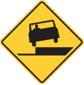 Left shoulder drop-off ahead road sign (MUTCD W8-17L)