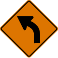 Curve (left) road sign (MUTCD CW1-2L)