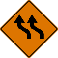 Double lane shift (left) road sign (MUTCD CW1-4bL)