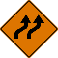 Double lane shift (right) road sign (MUTCD CW1-4bR)