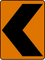 Chevron (left) road sign (MUTCD CW1-8L)