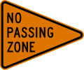 No passing zone road sign (MUTCD CW14-3)