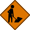 Workers (symbol sign) road sign (MUTCD CW21-1)