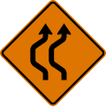 Double reverse curve (left) (2 lanes) road sign (MUTCD CW24-1aL)