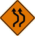 Double reverse curve (right) (2 lanes) road sign (MUTCD CW24-1aR)