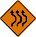 Double reverse curve (right) (3 lanes) road sign (MUTCD CW24-1bR)