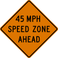 Speed zone ahead road sign (MUTCD CW3-5a)