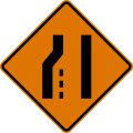 Lane ends (left) road sign (MUTCD CW4-2L)