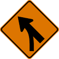 Merge left (entering roadway) road sign (MUTCD CW4-5L)