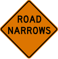 Road narrows road sign (MUTCD CW5-1)