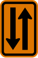 Narrow two-way traffic road sign (MUTCD CW6-4)
