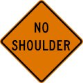 No shoulder ahead road sign (MUTCD CW8-23)