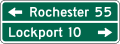Destination and Distance (2-line) road sign (MUTCD D1-2a)
