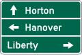 Destination (3-lines) road sign (MUTCD D1-3)