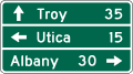 Destination and Distance (3-lines) road sign (MUTCD D1-3a)