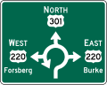 Circular Intersection Destination (Diagrammatic) road sign (MUTCD D1-5)