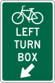 Bicycle left turn box road sign (MUTCD D11-20aL)