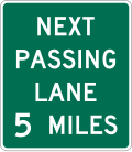 Next passing lane (distance) road sign (MUTCD D17-3)
