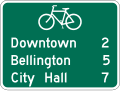 Bicycle Distance (3-lines) road sign (MUTCD D2-3a)