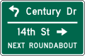 Advance street name (3-lines) road sign (MUTCD D3-2a)