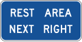 Rest area next right road sign (MUTCD D5-1a)