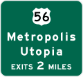 Interchange Advance Guide (3 Destinations) road sign (MUTCD E1-3)