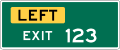 3 Digit Left Exit Number (plaque) road sign (MUTCD E1-5gP)