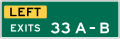 1 or 2 Digit Left Exit Number with dual letter suffix (plaque) road sign (MUTCD E1-5jP)