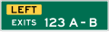 3 Digit Left Exit Number with dual letter suffix (plaque) road sign (MUTCD E1-5kP)