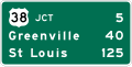 Post-Interchange Distance (3 lines) road sign (MUTCD E7-3)
