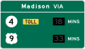 Comparative Travel Time road sign (MUTCD E7-6)