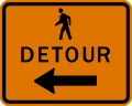 Pedestrian Detour Left Arrow road sign (MUTCD M4-9bL)