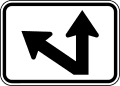 Diagonal Left And Straight Directional Arrow road sign (MUTCD M6-7PL)