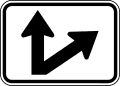 Straight And Diagonal Right Directional Arrow road sign (MUTCD M6-7PR)