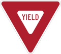 Yield road sign (MUTCD R1-2)