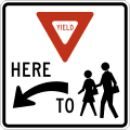 Yield here to school crossing (left) road sign (MUTCD R1-5aL)
