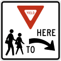 Yield here to school crossing (right) road sign (MUTCD R1-5aR)
