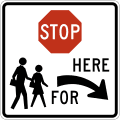 Stop here for school crossing (right) road sign (MUTCD R1-5cR)