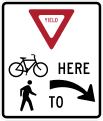Yield here to trail crossing (right) road sign (MUTCD R1-5dR)