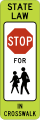 In-street school crossing road sign (MUTCD R1-6c)