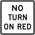No turn on red road sign (MUTCD R10-11b)