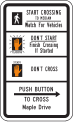 Crosswalk signal instructions road sign (MUTCD R10-3h)