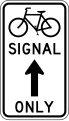 Bicycle signal mandatory movement (thru) road sign (MUTCD R10-40a)